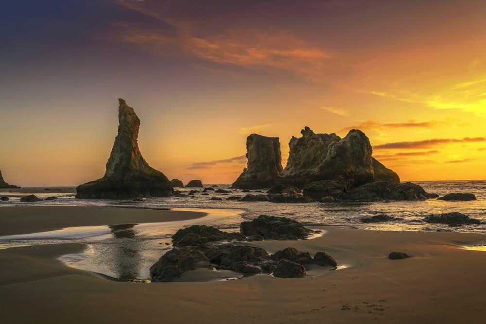 Sunset Sea Stacks by Raymond Ren Rong Liu — canvas wall art