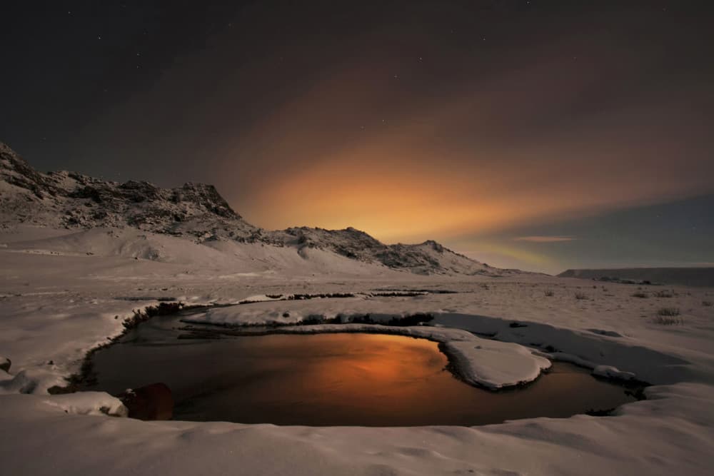 Winter Night Glow Reflection by Þorsteinn H. Ingibergsson — canvas wall art