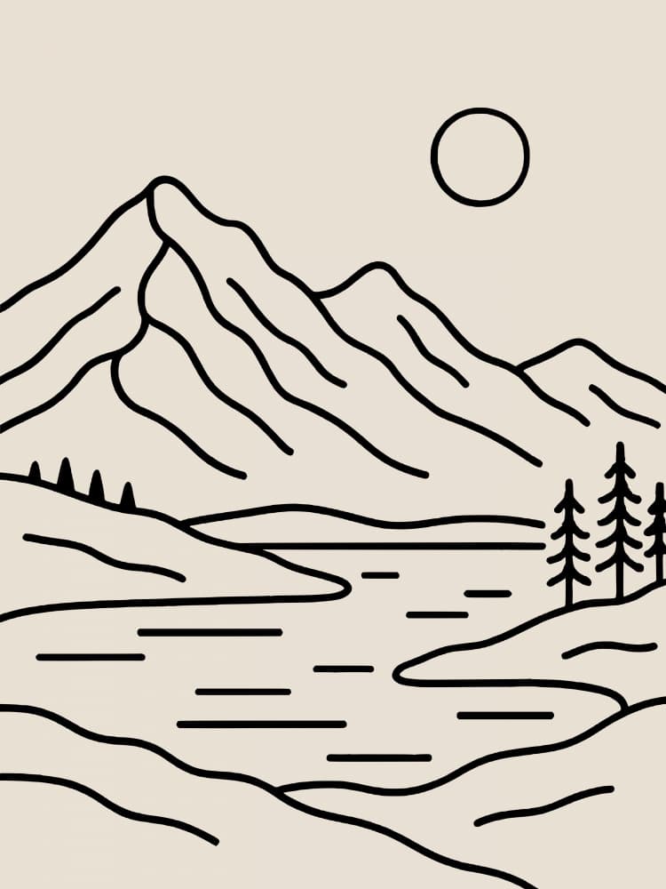 Minimalist Mountain Lake by Little Dean — canvas wall art