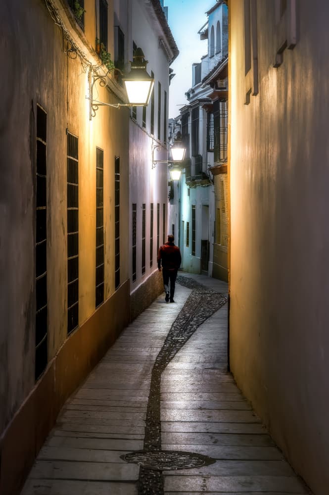 Solitary Walk Narrow Street by Juan Luis Seco — canvas wall art