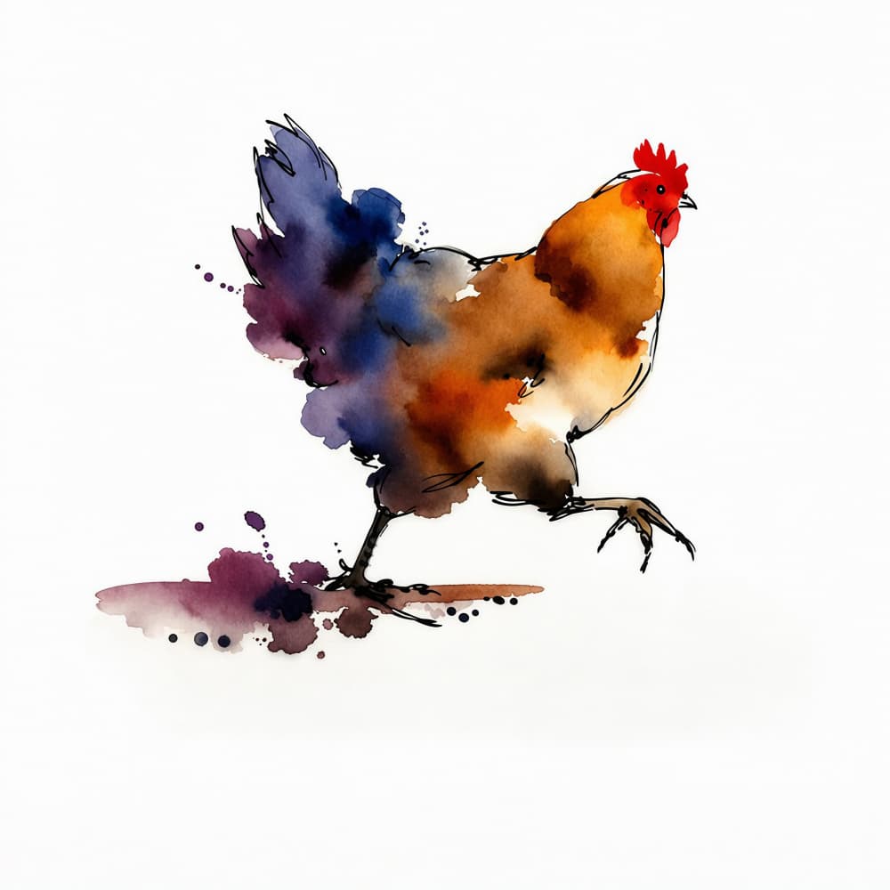 Vibrant Watercolor Chicken by Natalie Bruns — canvas wall art