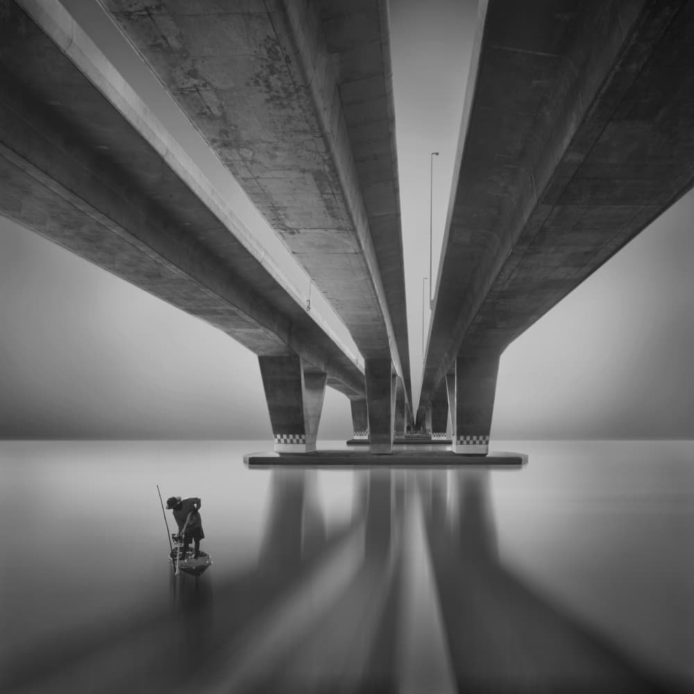 Man Under Concrete Bridge by boonlertro — canvas wall art