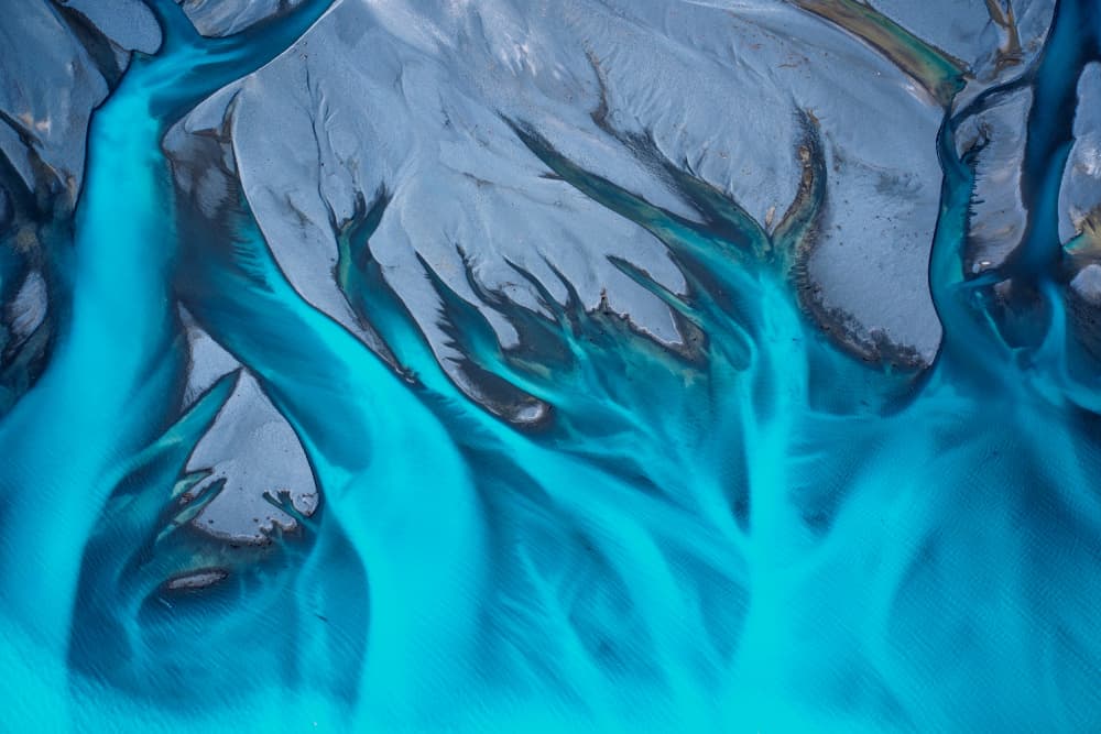 Turquoise River Delta by Yuan Su — canvas wall art