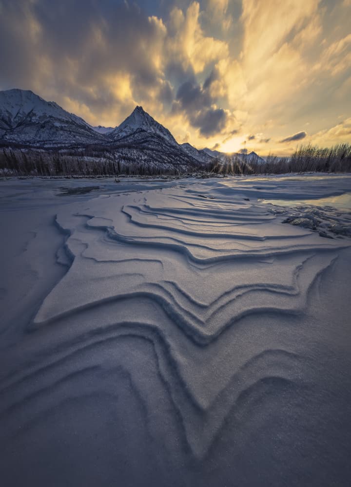 Golden Winter Landscape by Raimondo Restelli — canvas wall art