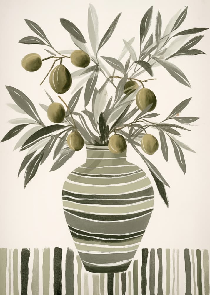 Olive Branches In Vase by Andreas Magnusson — canvas wall art