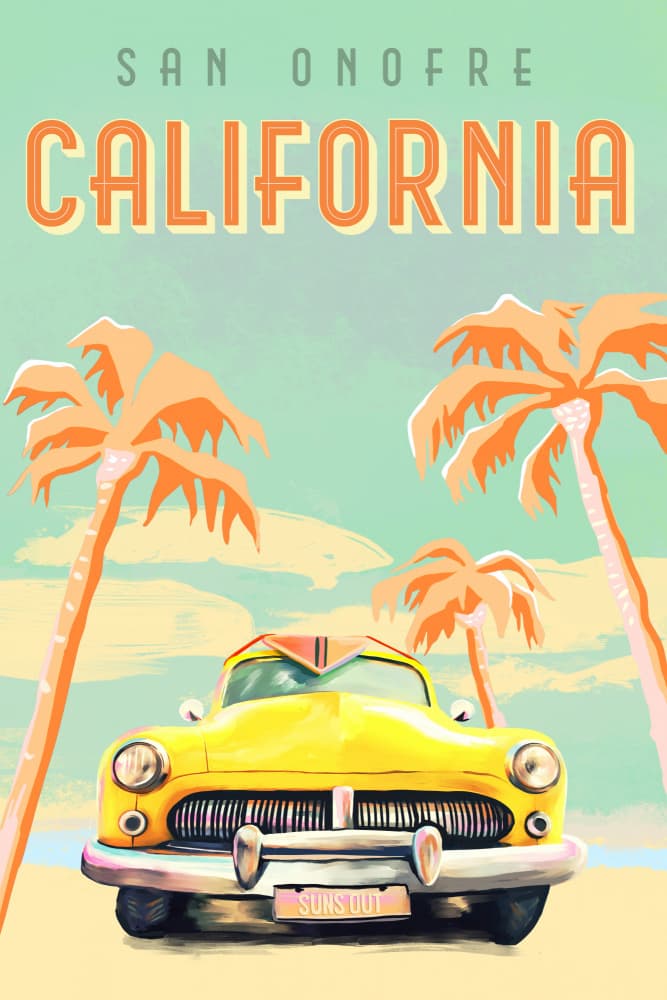 California Surf Poster by The Whiskey Ginger — canvas wall art