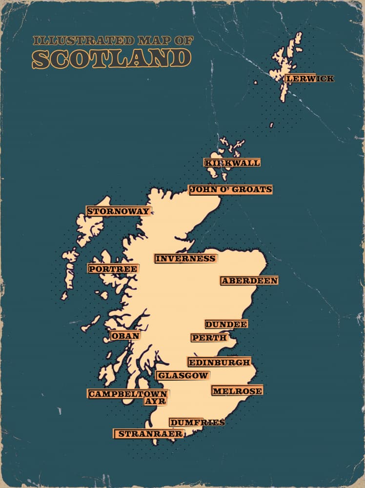 Vintage Map of Scotland by Nicholas — canvas wall art
