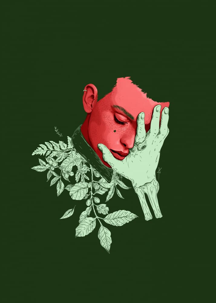Contemplative Botanical Portrait by AnA Ariane — canvas wall art