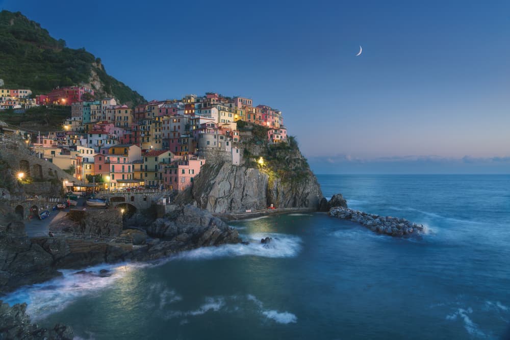 Manarola Coastal Twilight by Eugenio Pastor Benjumeda — canvas wall art
