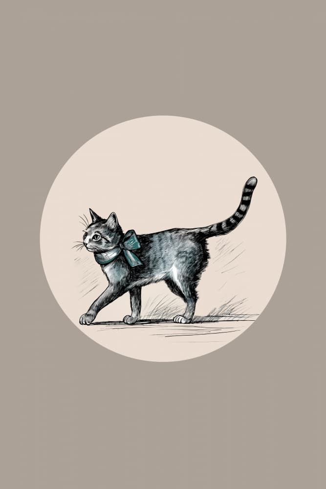 Elegant Cat With Blue Bow by casa cartissi — canvas wall art