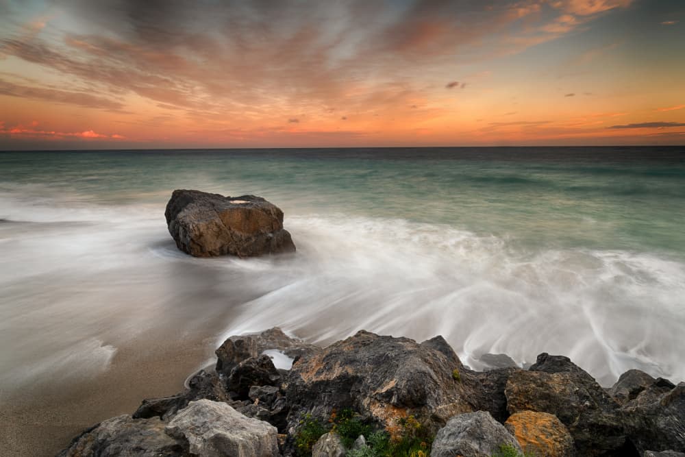 Rocky Shore Sunset by Paolo Bolla — canvas wall art