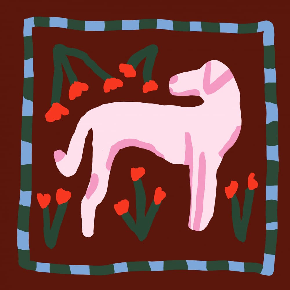 Pink Lamb Garden by Emma Make — canvas wall art