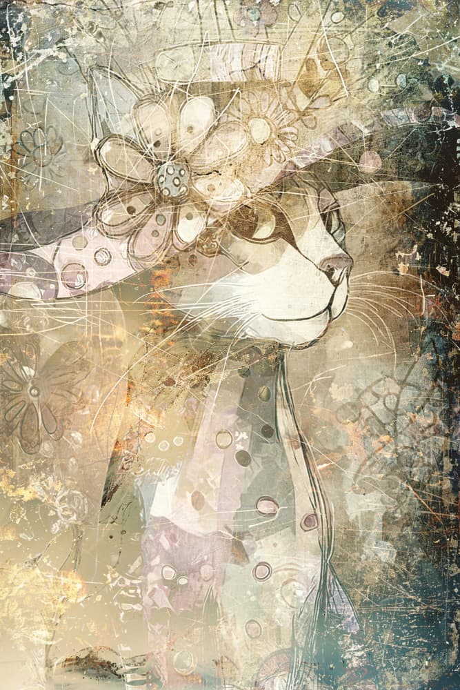 Whimsical Flower Cat by Rafal Kulik — canvas wall art