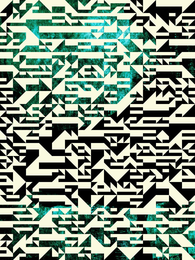 Teal Glitch Geometry by Petr Strnad — canvas wall art