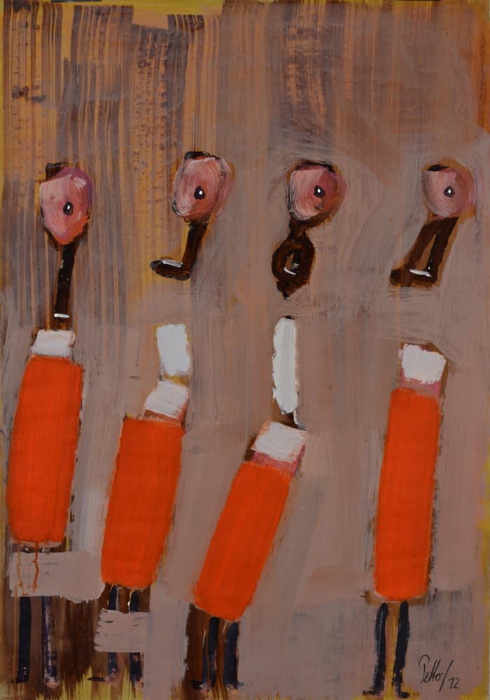 Orange Abstract Figures by Mr PETTO — canvas wall art