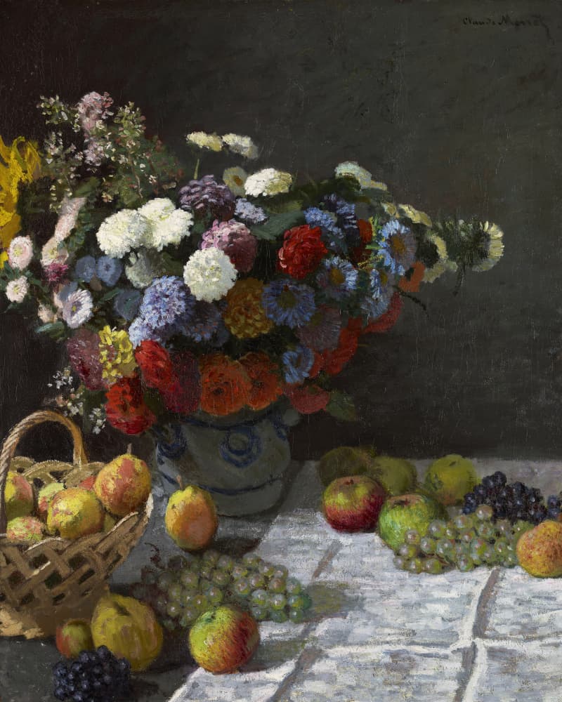 Still Life With Flowers and Fruit (1869) By Claude Monet by Claude Monet — canvas wall art