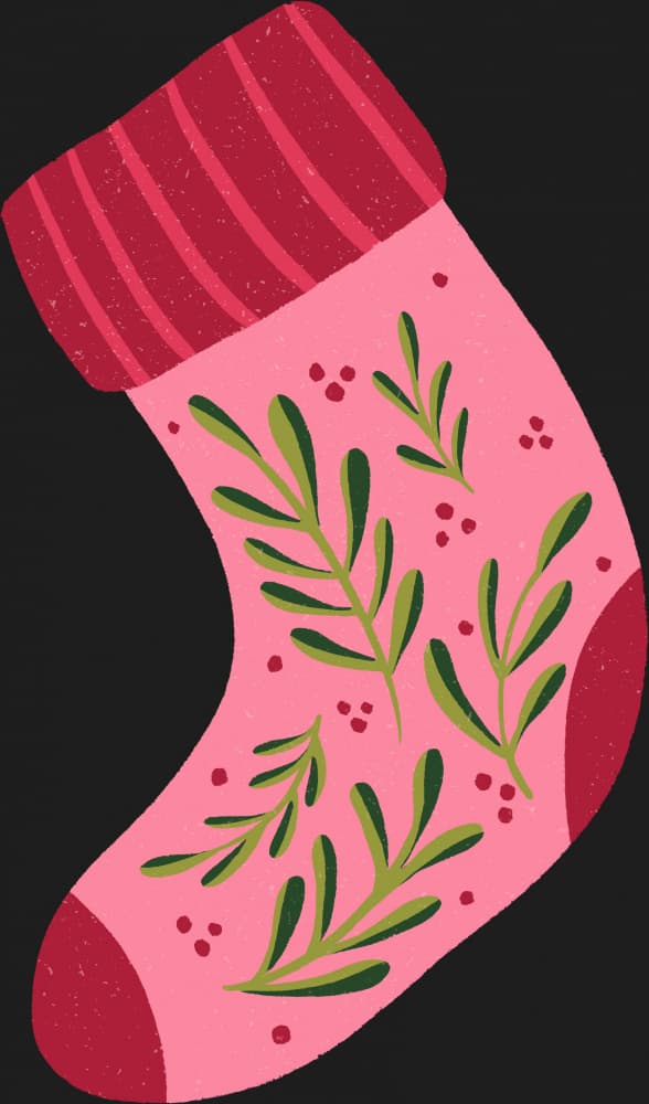 Botanical Christmas Stocking by Angela Minca — canvas wall art