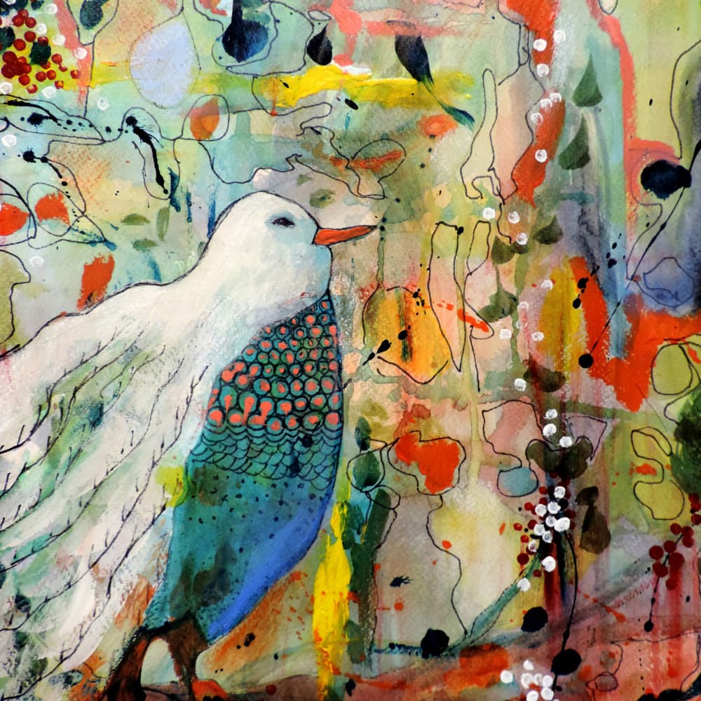 Vibrant Abstract Bird by Sylvie Demers — canvas wall art