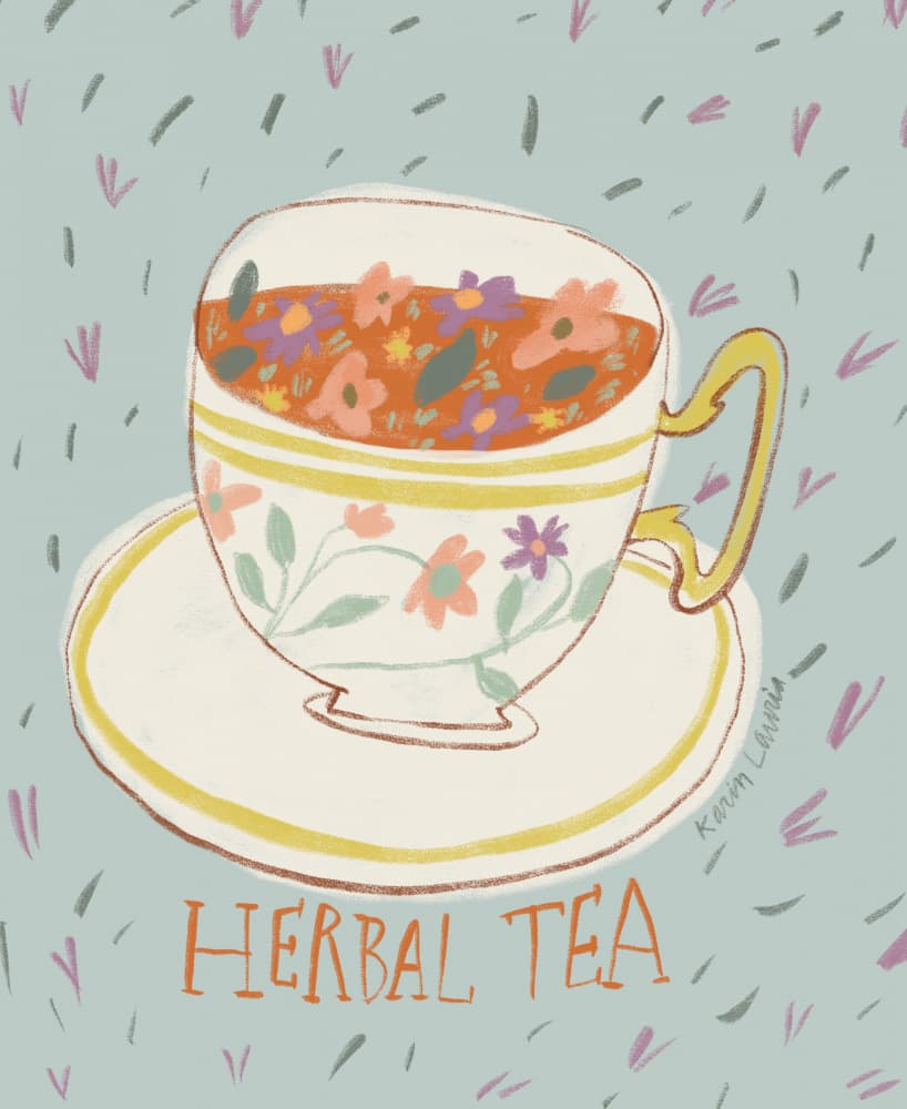 Floral Herbal Tea by Karin Lauria — canvas wall art
