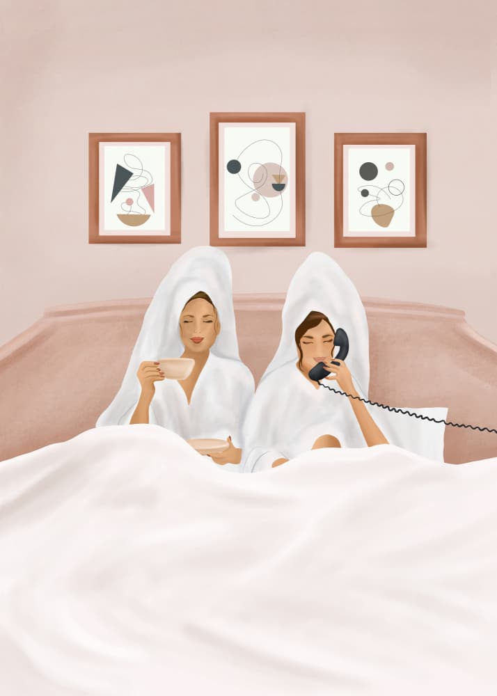 Friends' Pampered Morning by Flow Line — canvas wall art