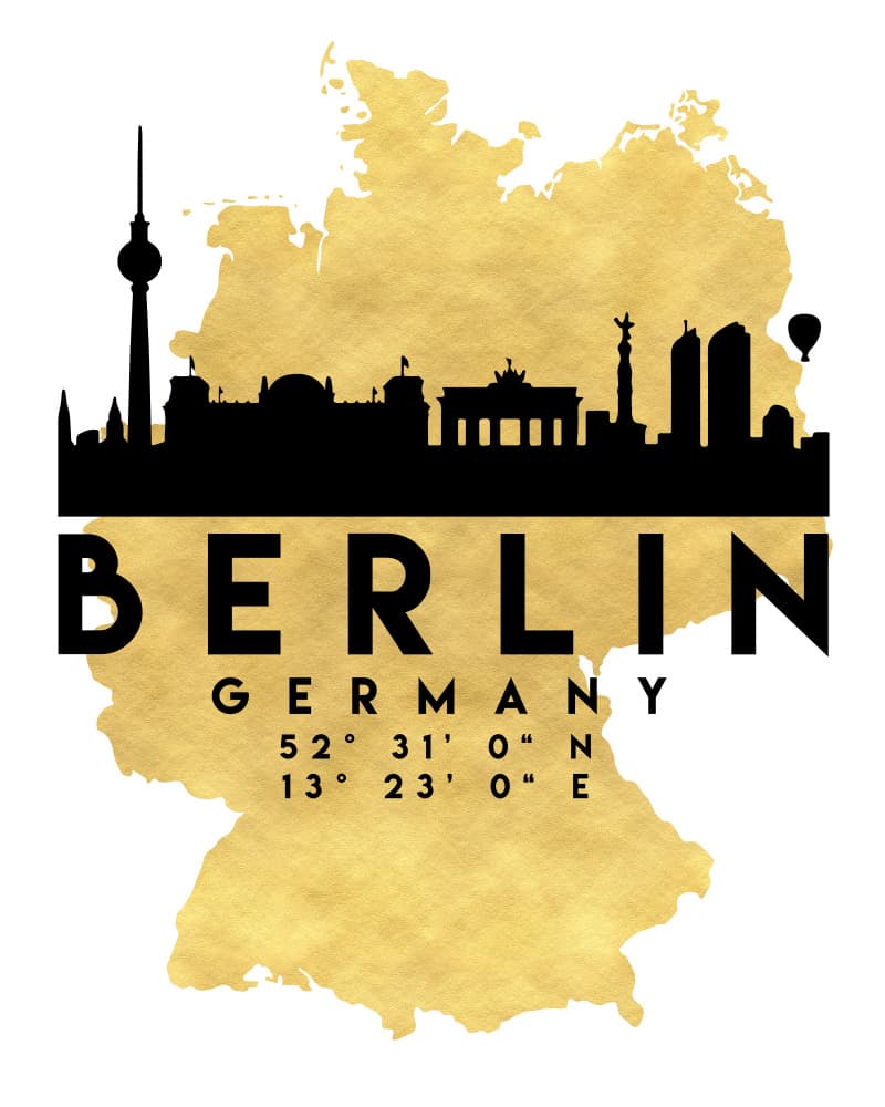Berlin Germany Skyline Map by Emiliano Deificus — canvas wall art
