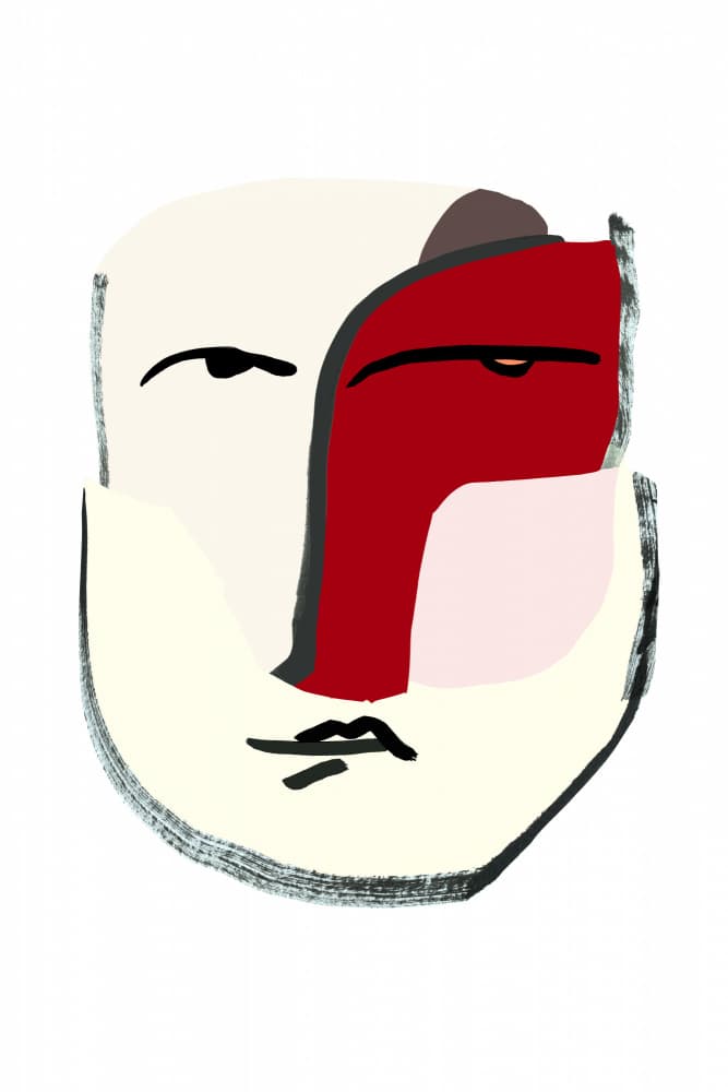 Abstract Red Face by cartissi — canvas wall art