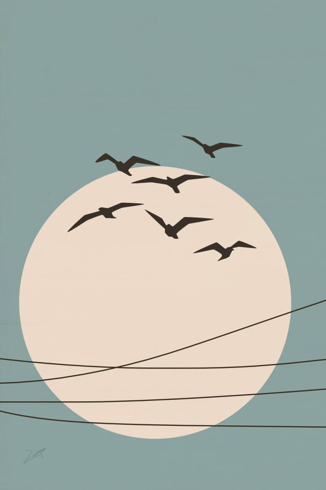 Birds Over Sun by zarish chaudhry — canvas wall art