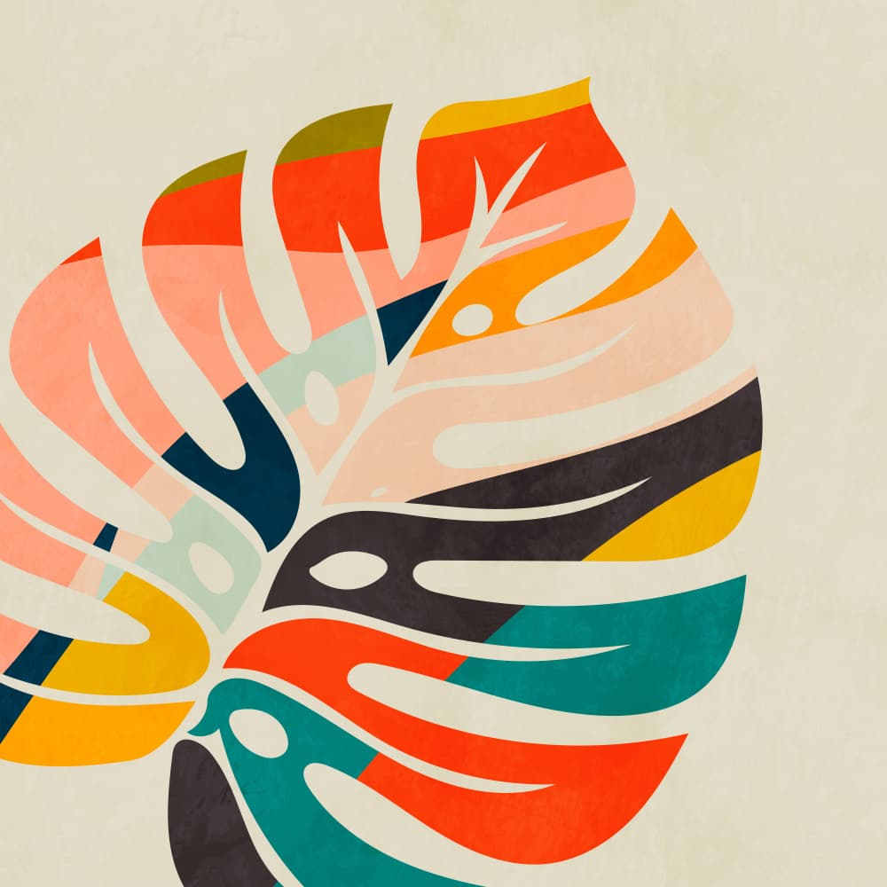 Monstera Leave colorful by Ana Rut Bre — canvas wall art