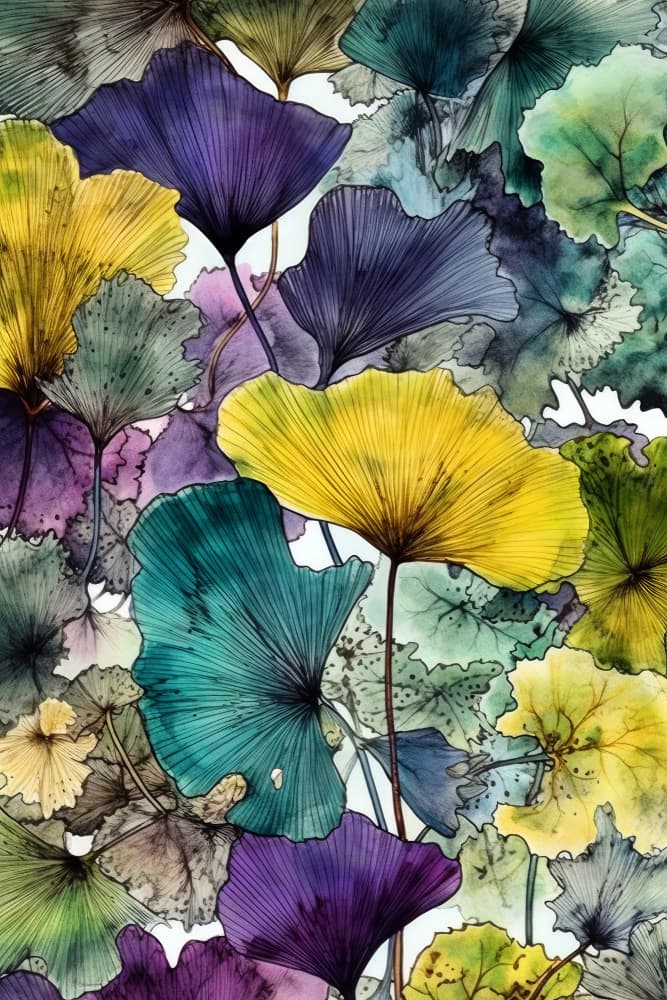Vibrant Ginkgo Leaves by Justyna Jaszke — canvas wall art