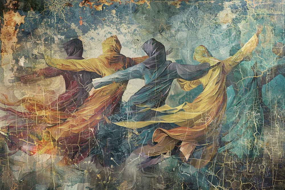 Swirling Hooded Dancers by Rafal Kulik — canvas wall art