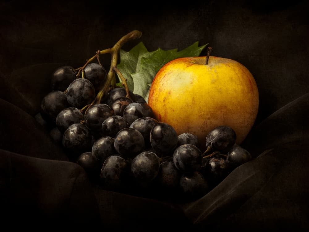 Grapes and Golden Apple by Jerome Zakka Bajjani — canvas wall art