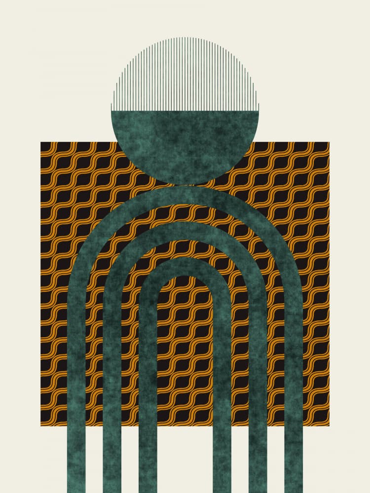 Teal Gold Abstract Geometry by Little Dean — canvas wall art