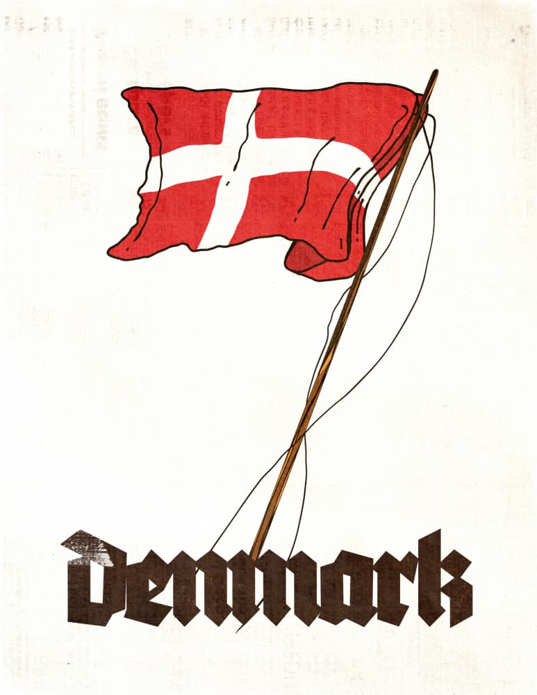 Danish Flag Vintage Illustration by Nicholas — canvas wall art