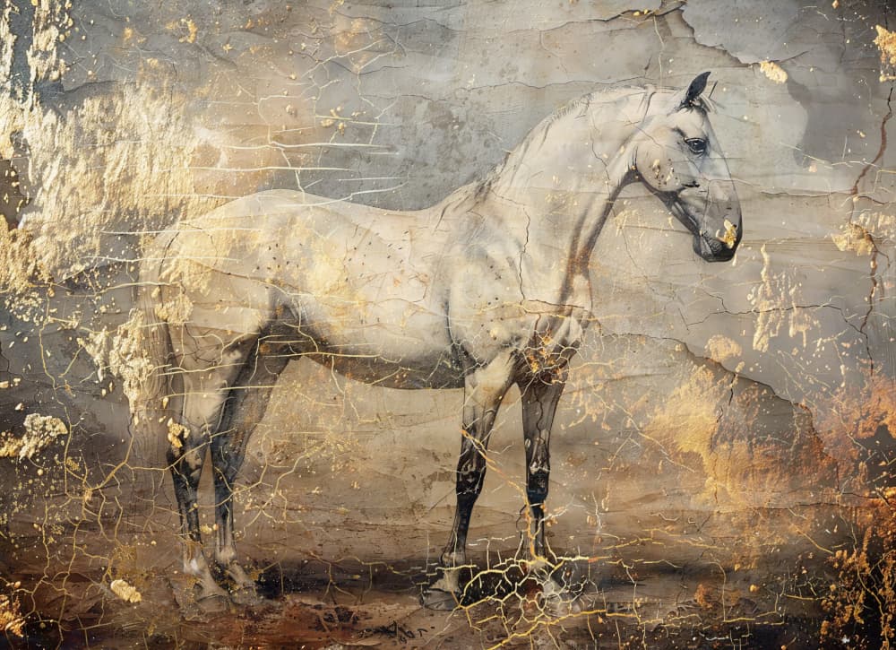 Cracked Gold Horse by Rafal Kulik — canvas wall art