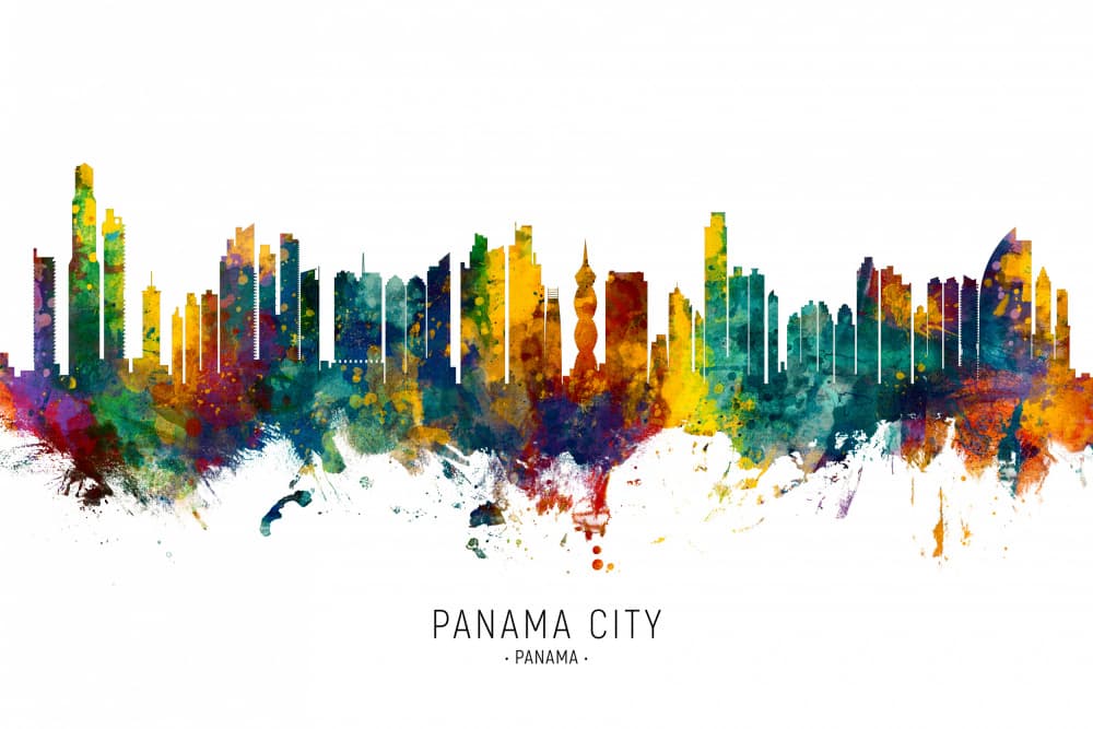 Vibrant Panama City Skyline by Michael Tompsett — canvas wall art