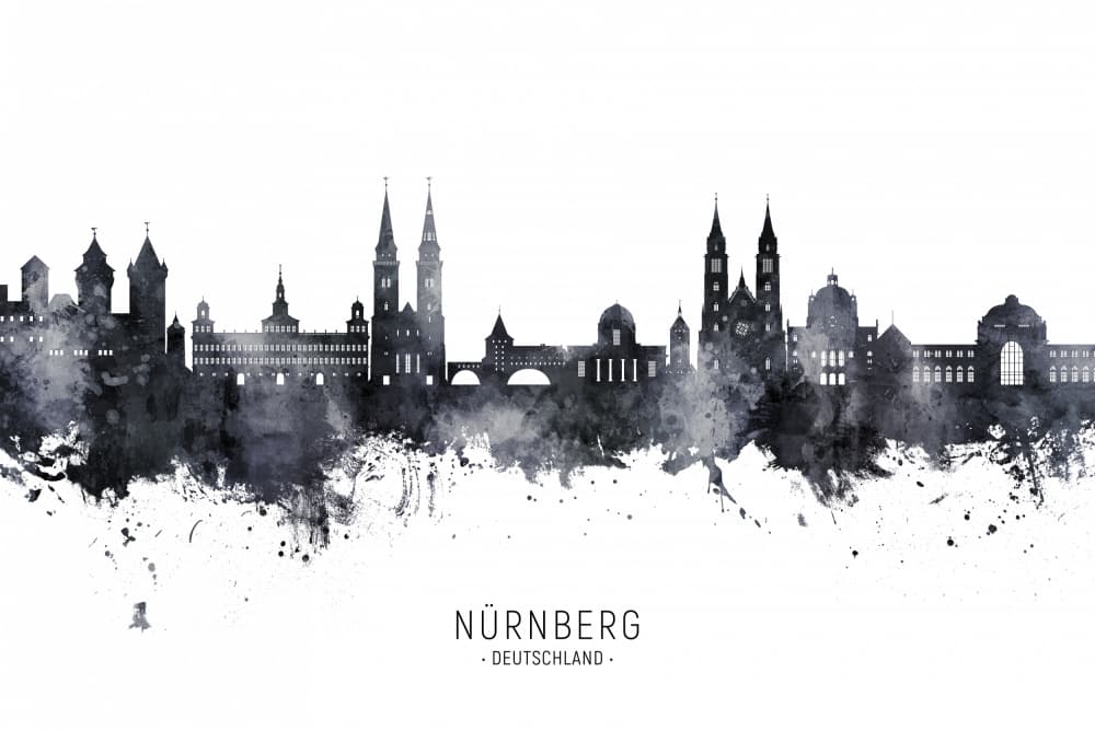 Nürnberg Skyline Silhouette by Michael Tompsett — canvas wall art
