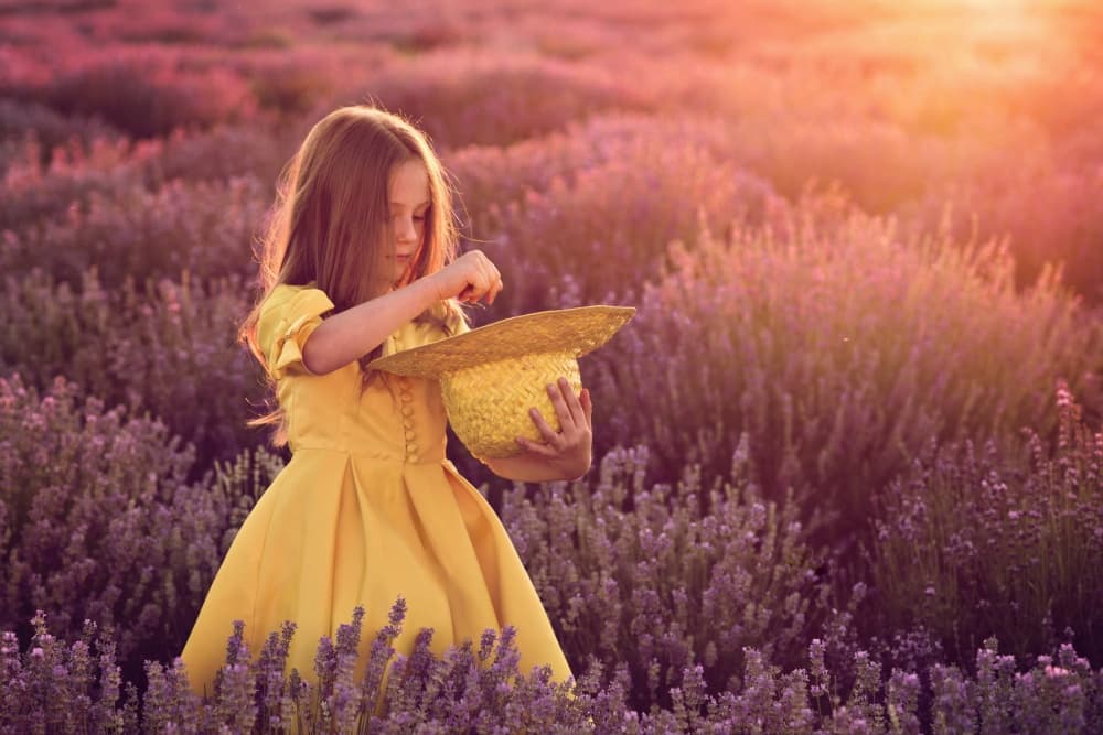 Little Girl Lavender Dream by Elena Karagyozova — canvas wall art