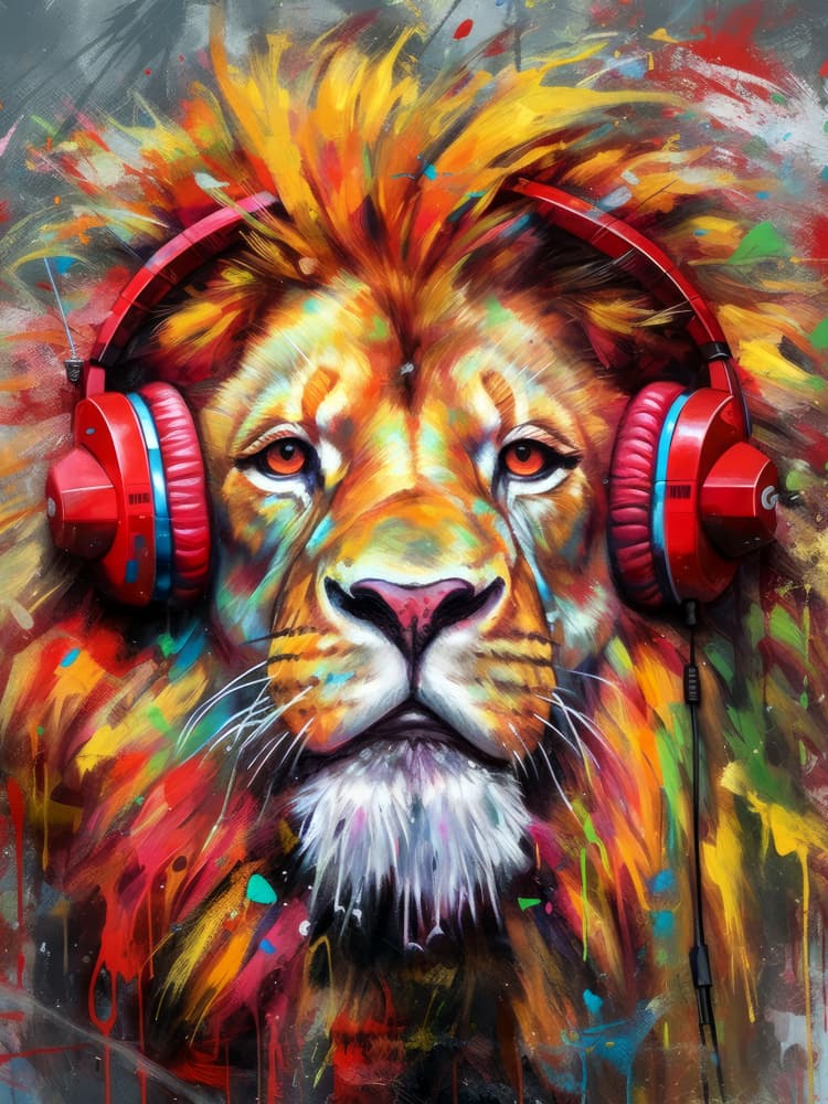 Vibrant Music Lion by Justyna Jaszke — canvas wall art