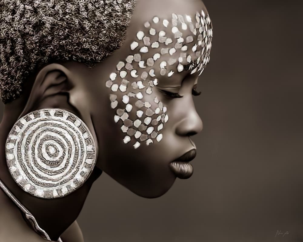 Adorned African Profile by Lord Amihere — canvas wall art