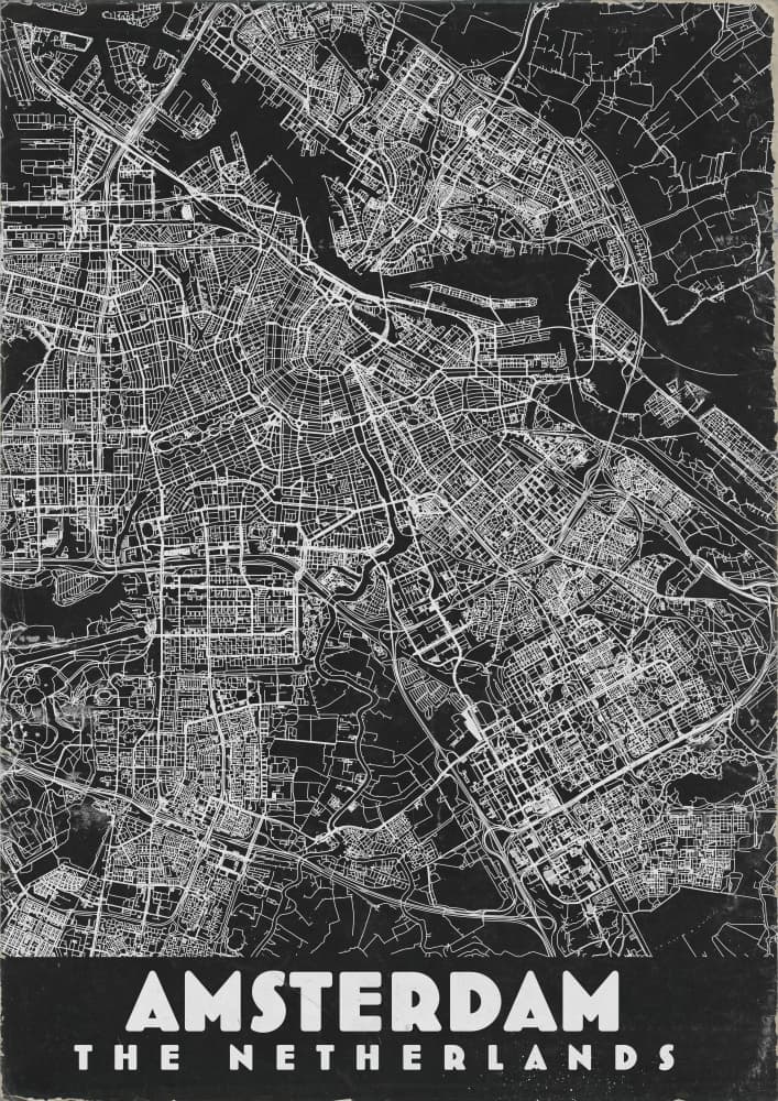 Amsterdam City Map by Nicholas — canvas wall art