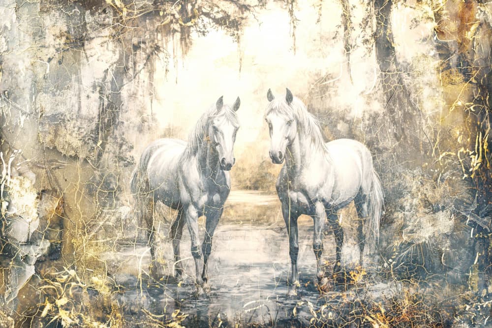 Mystical Forest Horses by Rafal Kulik — canvas wall art