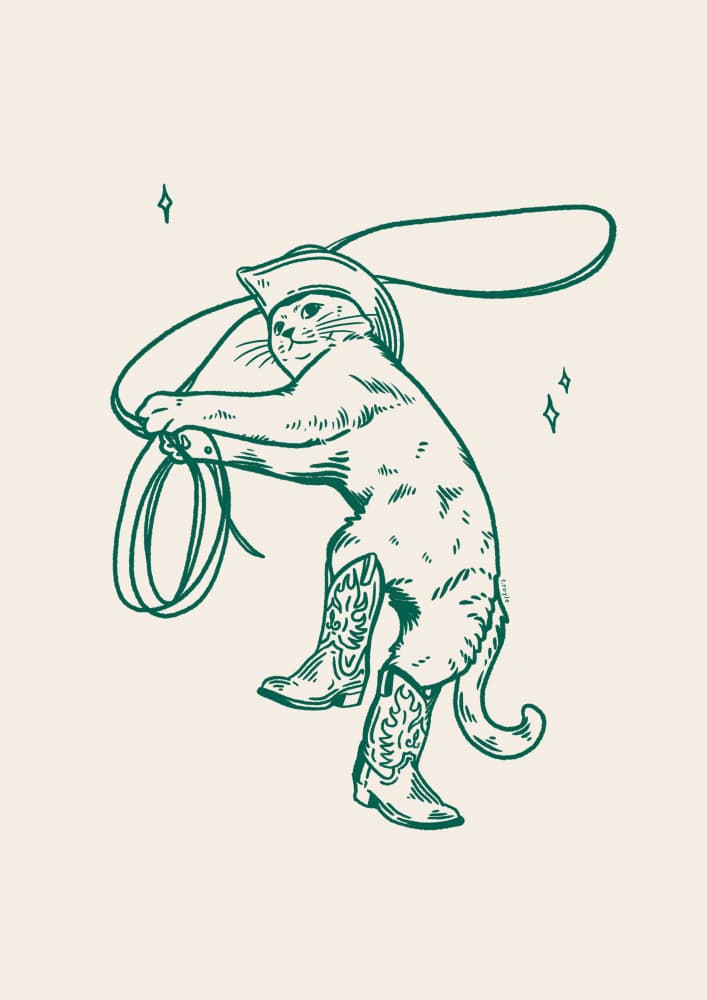 Cowboy Cat Whimsy by Tara Royle — canvas wall art
