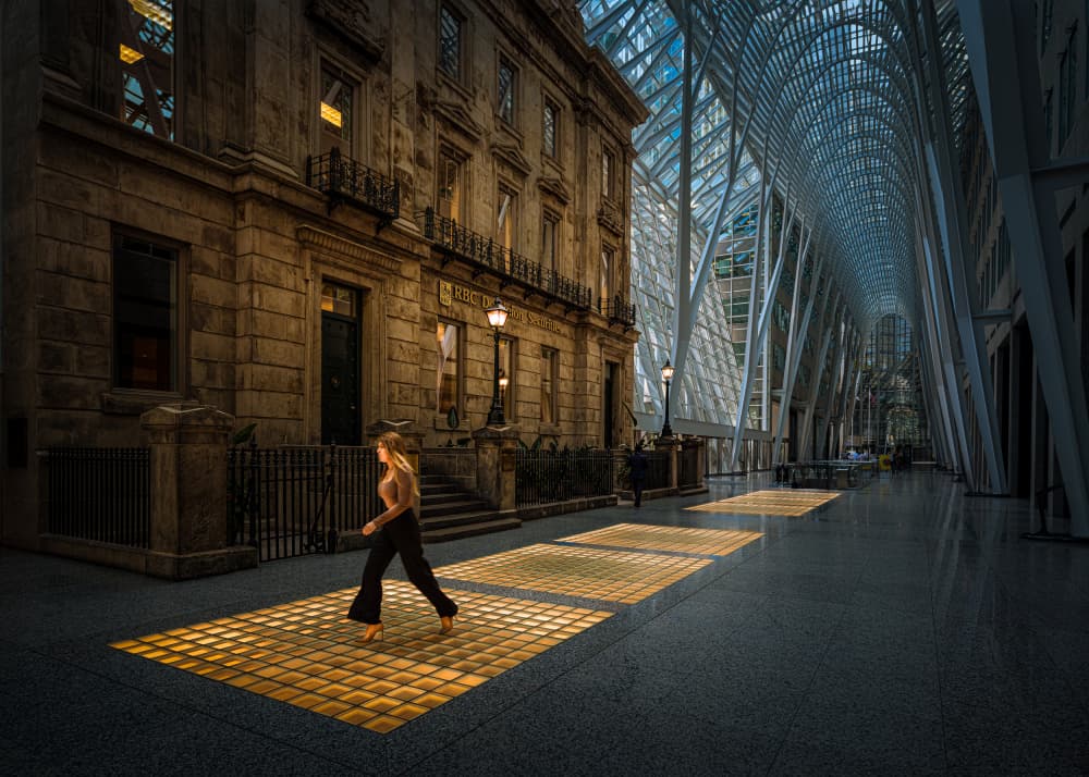 Woman on Golden Path by Tony Xu — canvas wall art