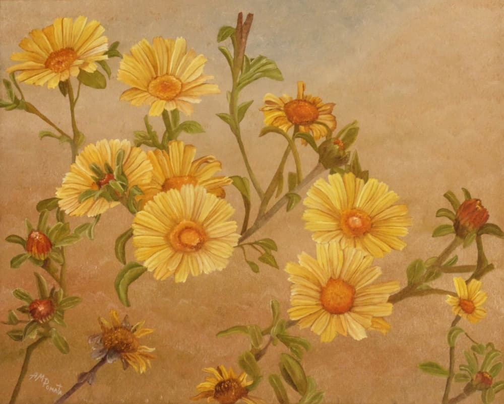 Golden Garden Blooms by Angeles M. Pomata — canvas wall art