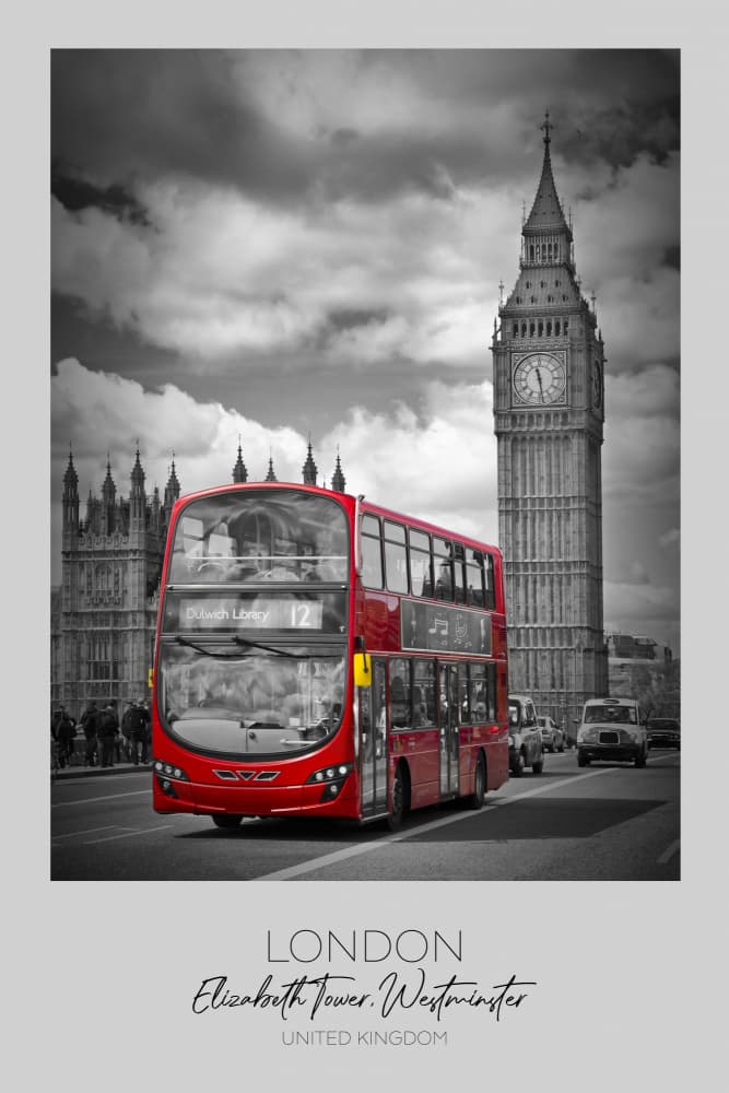 London Red Bus Big Ben by Melanie Viola — canvas wall art