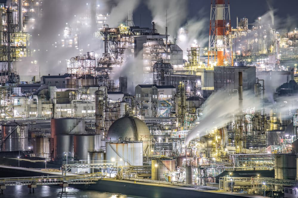 Glowing Industrial Complex by Kobayashi Tetsurou — canvas wall art