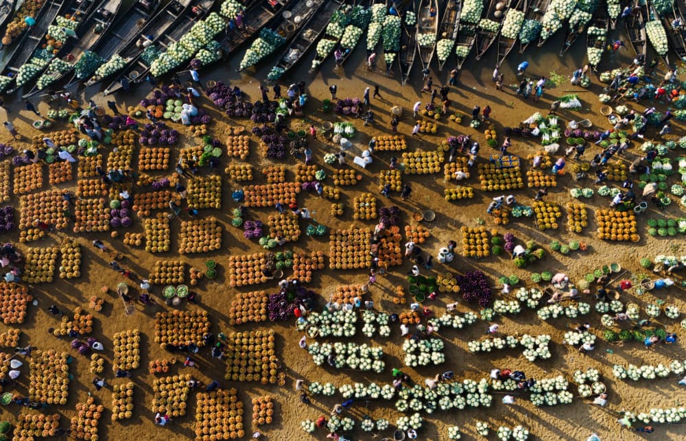 Overhead Flower Market by Md. Arifuzzaman — canvas wall art