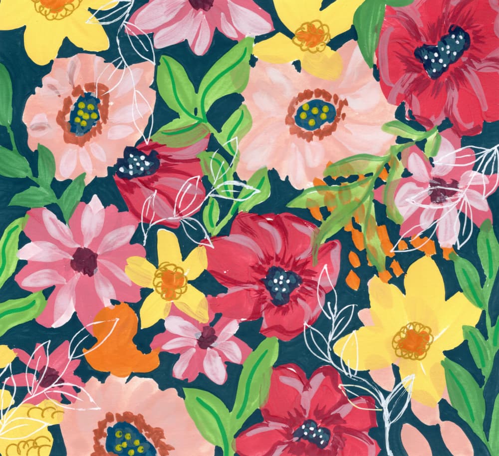 Vibrant Painted Flowers by Jasmine Goodwin — canvas wall art