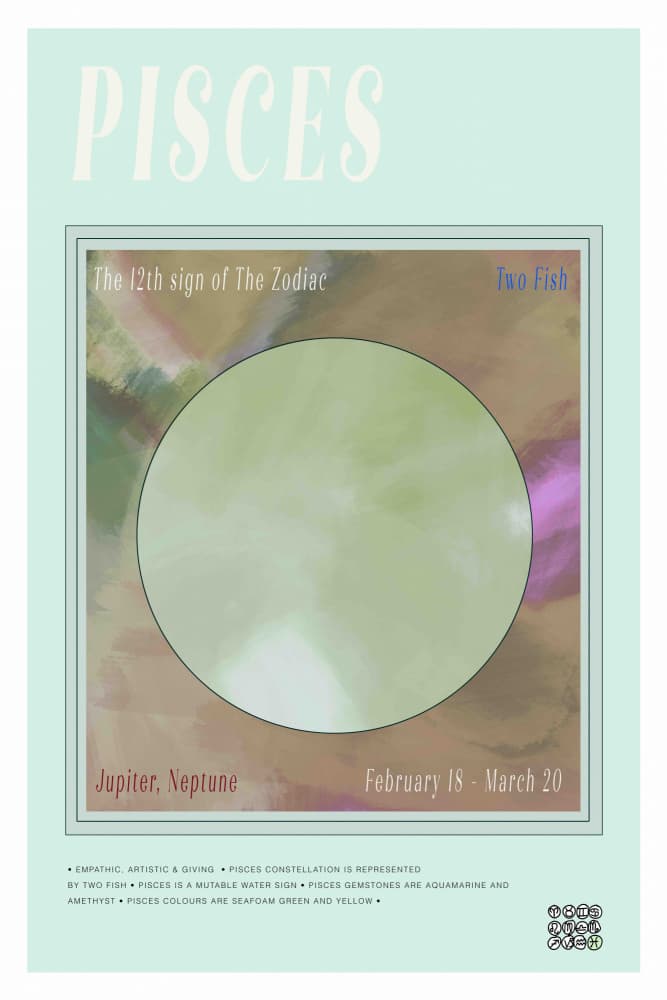 Pisces Zodiac Sign by casa cartissi — canvas wall art