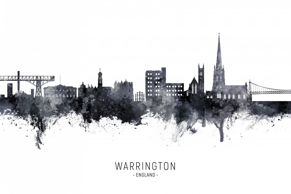 Warrington England Skyline by Michael Tompsett — canvas wall art